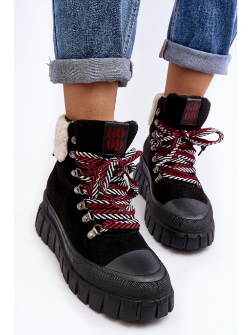 Lined Boots Trappers on Thick Sole Black Ralotta Lined Boots Trappers on Thick Sole Black Ralotta