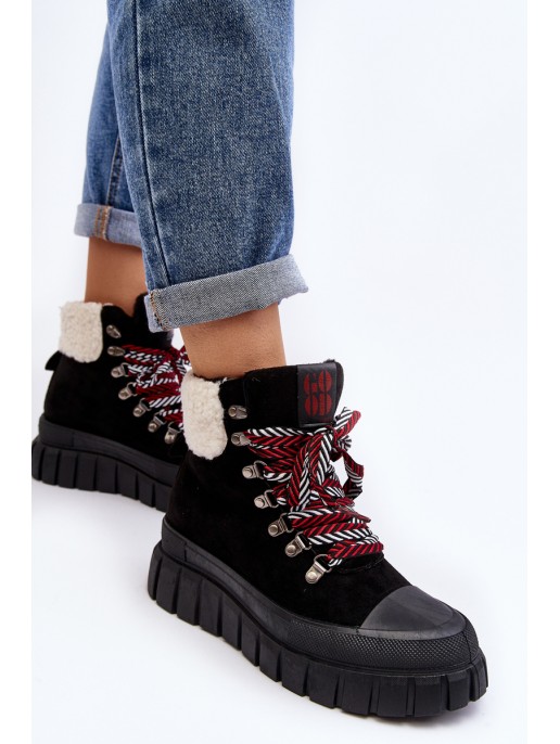 Lined Boots Trappers on Thick Sole Black Ralotta Lined Boots Trappers on Thick Sole Black Ralotta