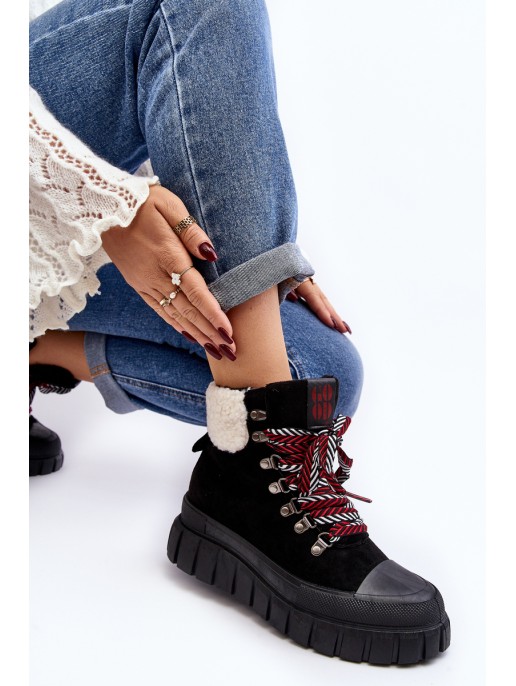 Lined Boots Trappers on Thick Sole Black Ralotta Lined Boots Trappers on Thick Sole Black Ralotta