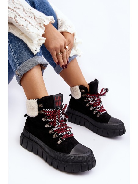 Lined Boots Trappers on Thick Sole Black Ralotta