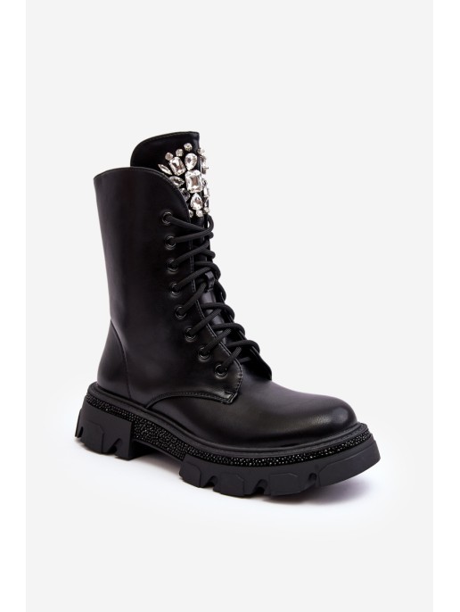 Women's Workery Boots with Decoration Black Ventora