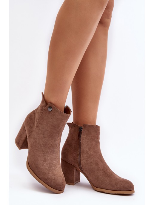 Brown Suede Women's Boots with Stiletto Heel Selela