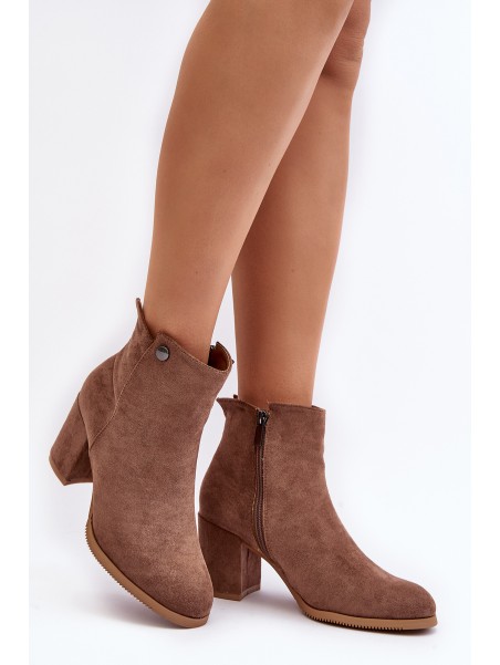 Brown Suede Women's Boots with Stiletto Heel Selela