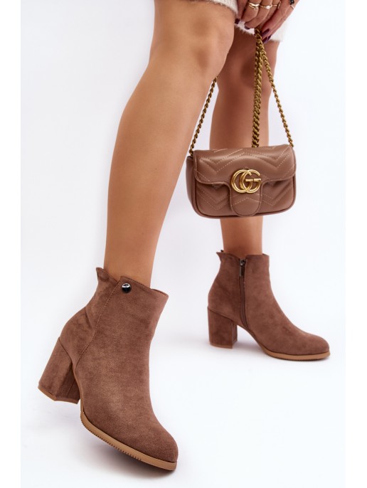 Brown Suede Women's Boots with Stiletto Heel Selela