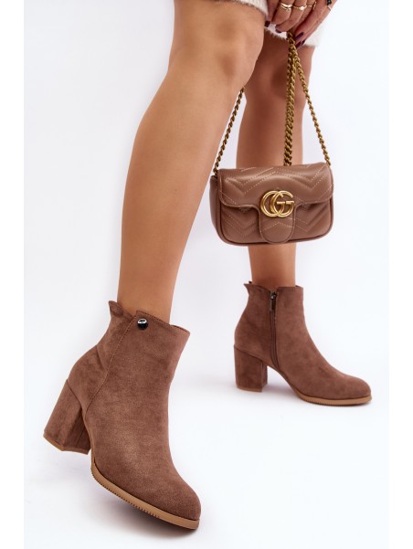 Brown Suede Women's Boots with Stiletto Heel Selela