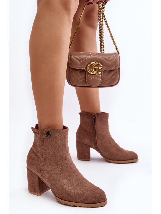 Brown Suede Women's Boots with Stiletto Heel Selela