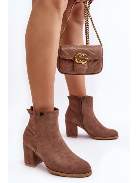 Brown Suede Women's Boots with Stiletto Heel Selela