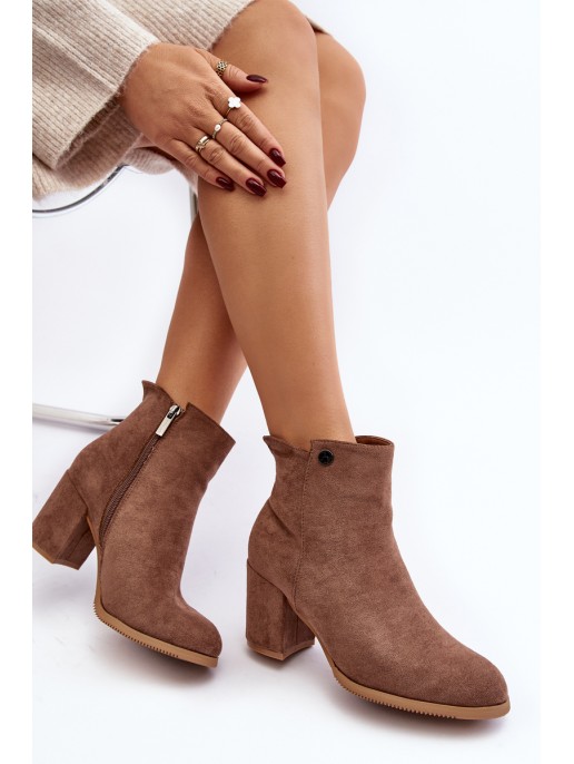 Brown Suede Women's Boots with Stiletto Heel Selela