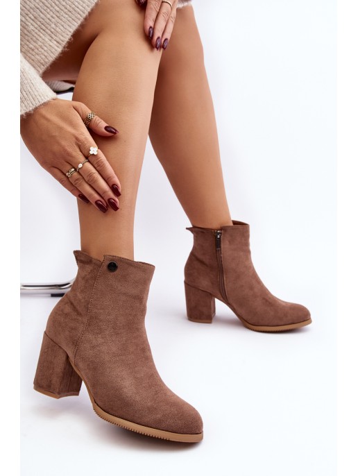 Brown Suede Women's Boots with Stiletto Heel Selela