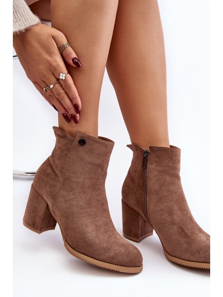 Brown Suede Women's Boots with Stiletto Heel Selela