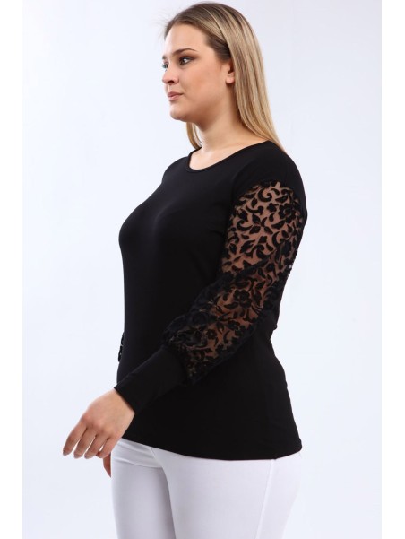 Melna blūze ar garām piedurknēm