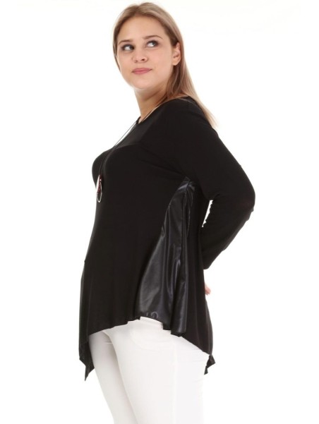 Juoda asimetriška palaidinė iš viskozės