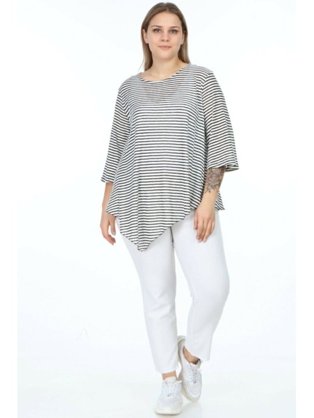 Svītraina asimetriska viskozes blūze