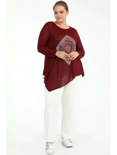 Sieviešu blūze ar garām piedurknēm ar ornamentu