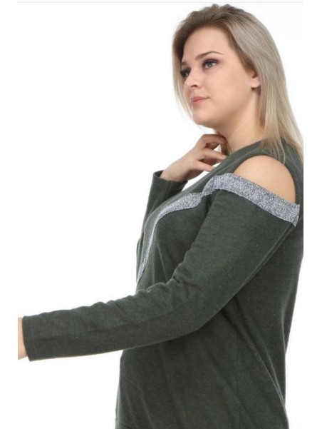 Soe pruun roheline pikkade varrukatega pluus