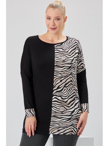 Вискозная блузка с длинными рукавами