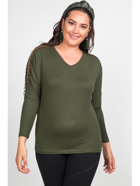 Khaki värvi viskoosist pluus