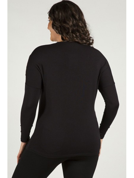 Must pikkade varrukatega pluus