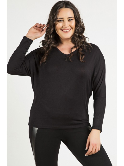 Stiilne pikkade varrukatega must pluus Stiilne pikkade varrukatega must pluus