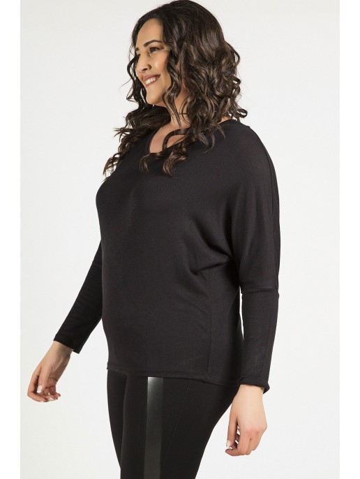 Stilīga melna blūze ar garām piedurknēm Stilīga melna blūze ar garām piedurknēm