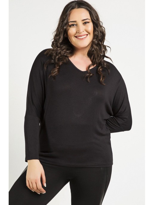 Stiilne pikkade varrukatega must pluus Stiilne pikkade varrukatega must pluus