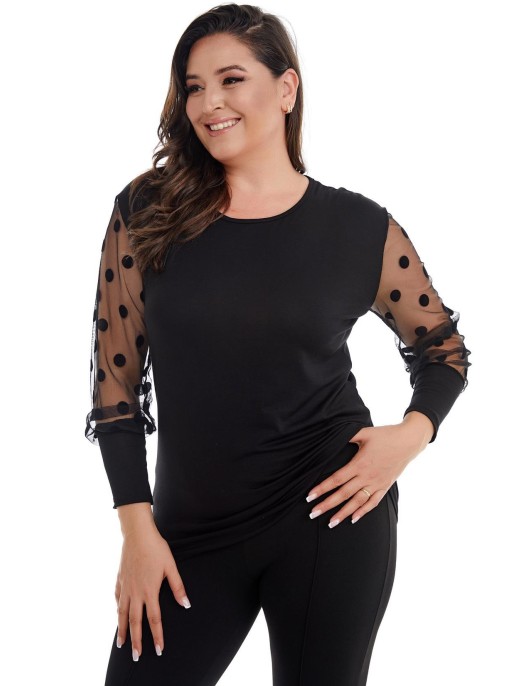 Элегантная черная блузка с необычными...
