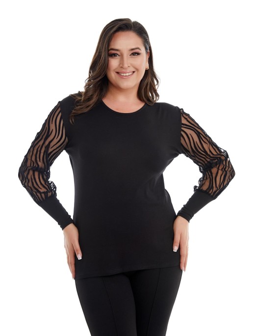 Элегантная черная блузка с необычными...