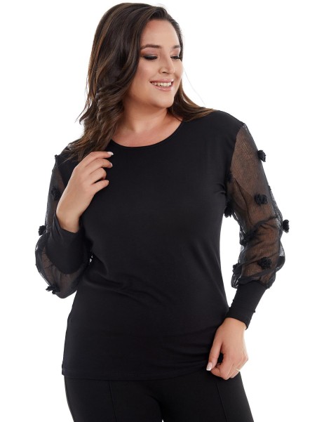 Puošni moteriška palaidinė puošniomis rankovėmis