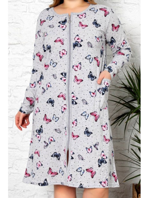 Хлопковый халат с карманами и молнией.