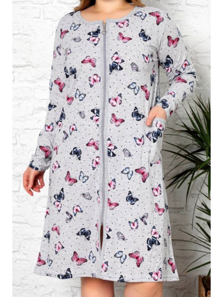 Хлопковый халат с карманами и молнией.