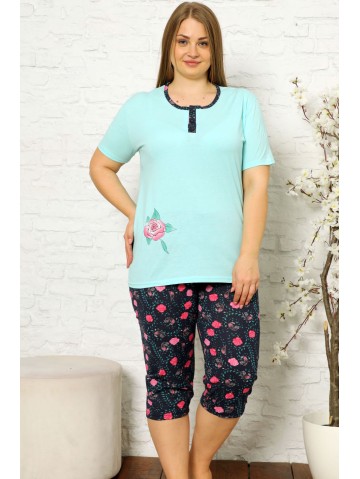 Naiste lühikeste varrukatega pidžaamad kapritega