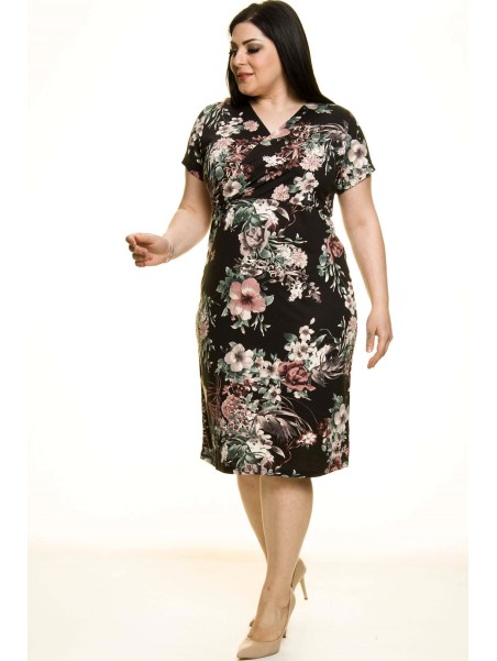 Must lilleline kleit ümbrikukaelusega