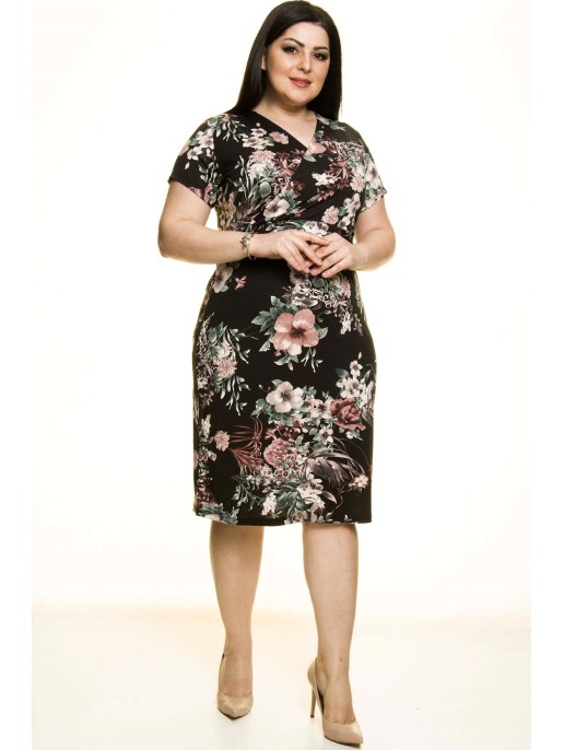 Must lilleline kleit ümbrikukaelusega Must lilleline kleit ümbrikukaelusega