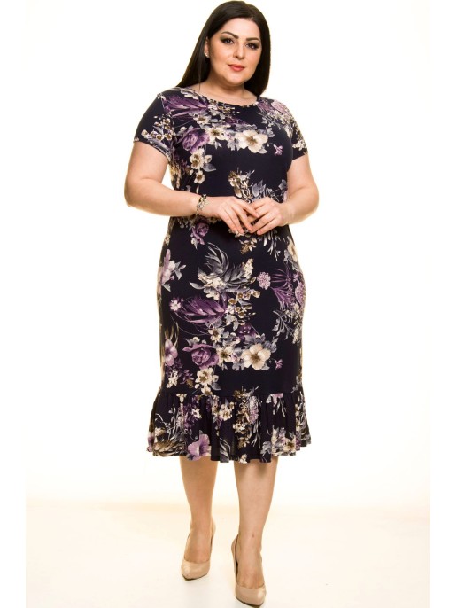 Темно-синее платье с цветочным узором