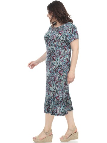 Узорчатое платье с короткими рукавами 2