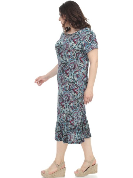 Mustriline lühikeste varrukatega kleit