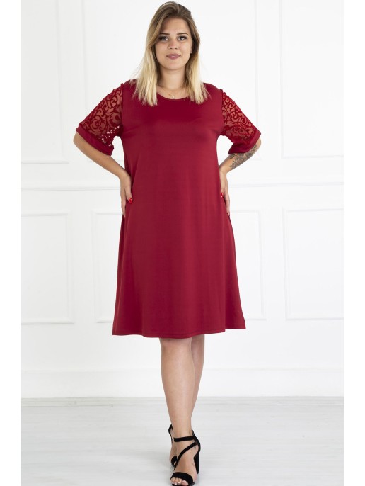 Burgundia vabaaja kleit pitsvarrukatega Burgundia vabaaja kleit pitsvarrukatega