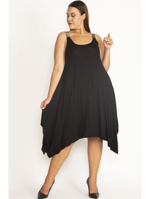 Асимметричное черное платье на бретелях Асимметричное черное платье на бретелях