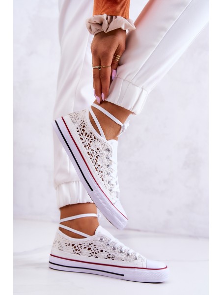 Women's fabric sneakers with openwork White Venture
