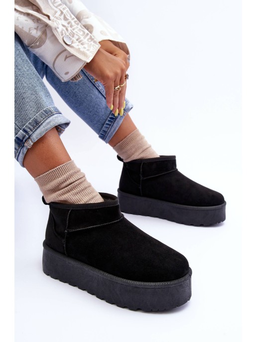 Suede Snow Boots On Platform Black Corcoran