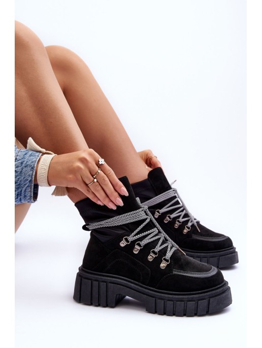 Women's Suede Lace-Up Boots Black Acorn Women's Suede Lace-Up Boots Black Acorn