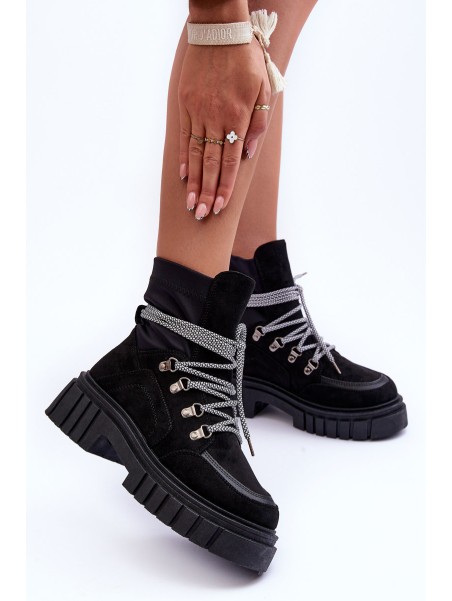 Women's Suede Lace-Up Boots Black Acorn