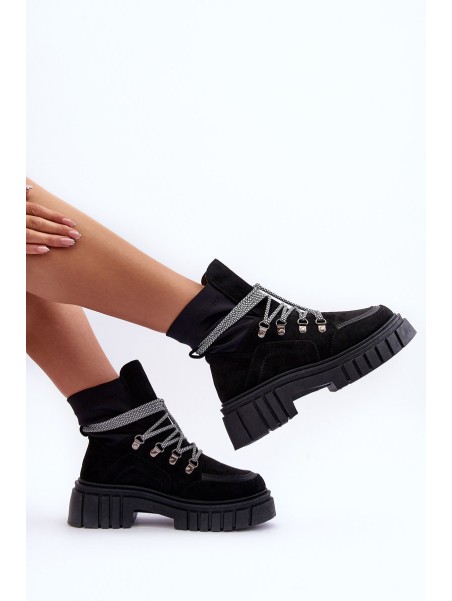 Women's Suede Lace-Up Boots Black Acorn