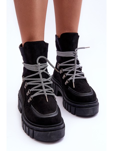 Women's Suede Lace-Up Boots Black Acorn