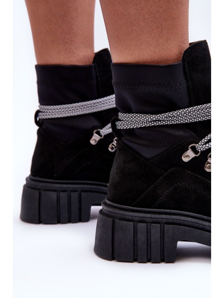 Women's Suede Lace-Up Boots Black Acorn