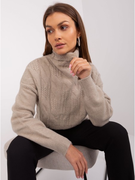 Sweter-AT-SW-23401.97P-ciemny bezowy