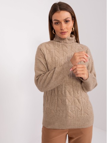 Sweter-AT-SW-23401.97P-ciemny bezowy 2