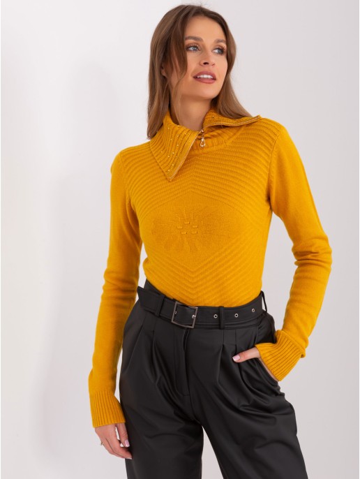 Sweter-PM-SW-R3634.99-ciemny żółty