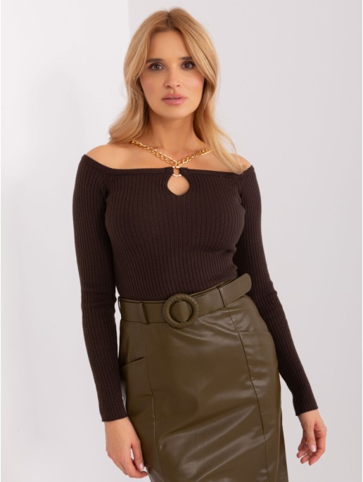 Sweter-EM-SW-070921.49-ciemny brązowy Sweter-EM-SW-070921.49-ciemny brązowy