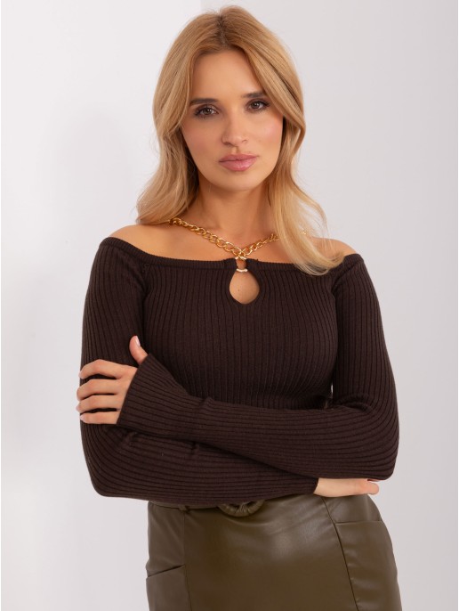Sweter-EM-SW-070921.49-ciemny brązowy Sweter-EM-SW-070921.49-ciemny brązowy